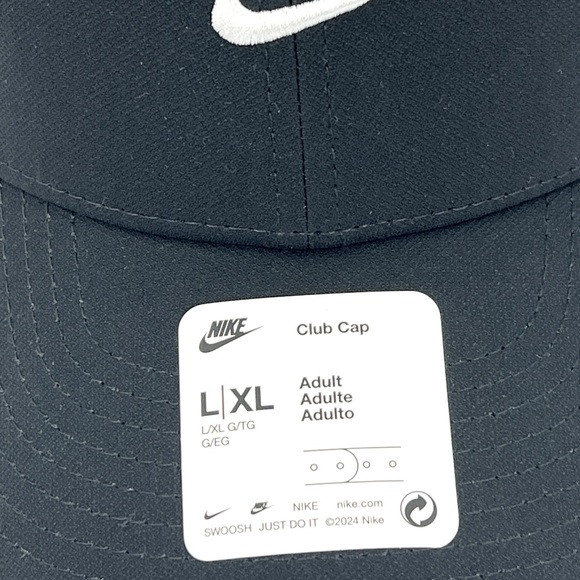 NIKE HAT/CAP UNISEX, JET BLACK, UNISEX, ADJ STRAP, WHITE LOGO EMBROIDERED UNISEX - Picture 8 of 15